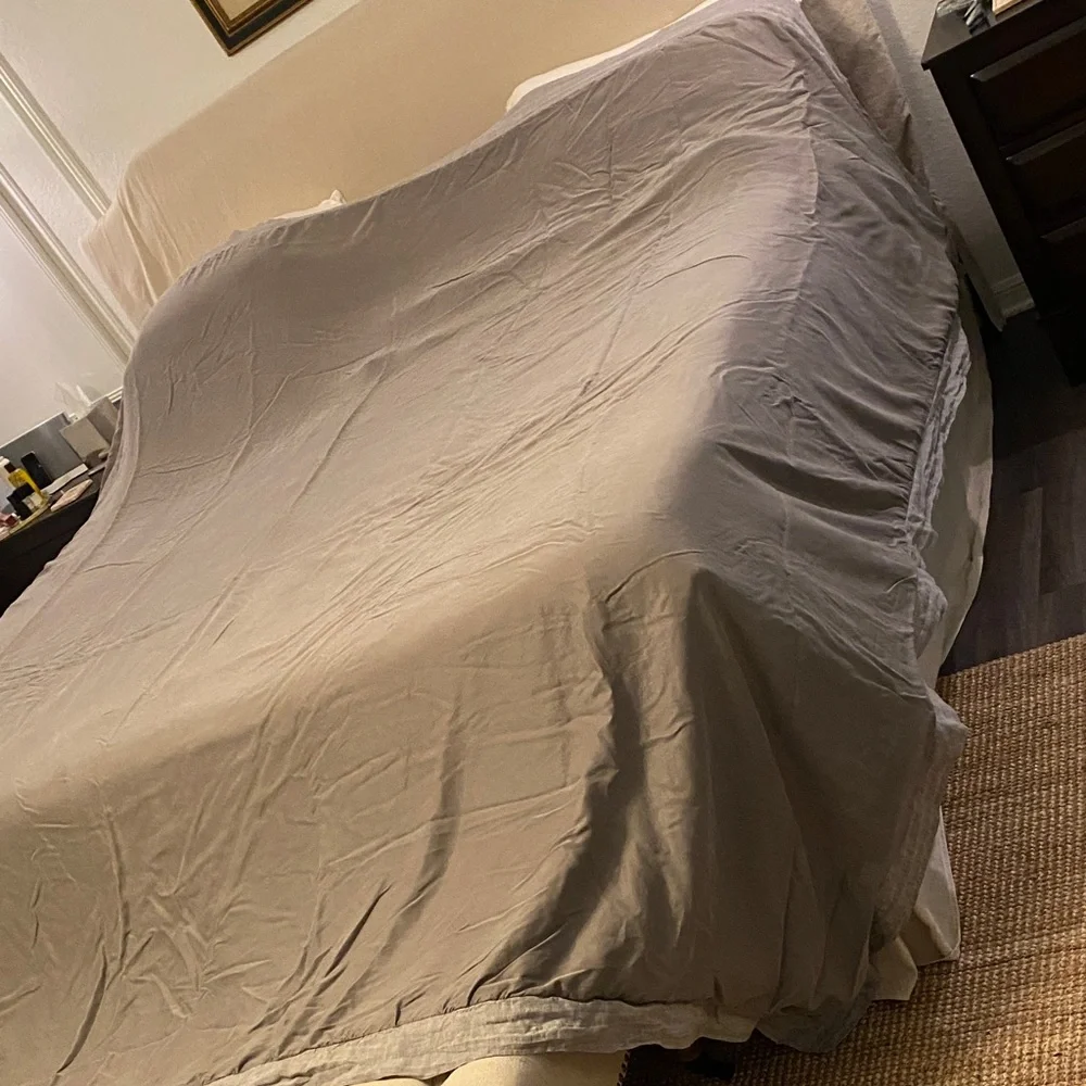 Pottery Barn Duvet Cover and Two Pillow Shams Tencel Body with Linen Trim